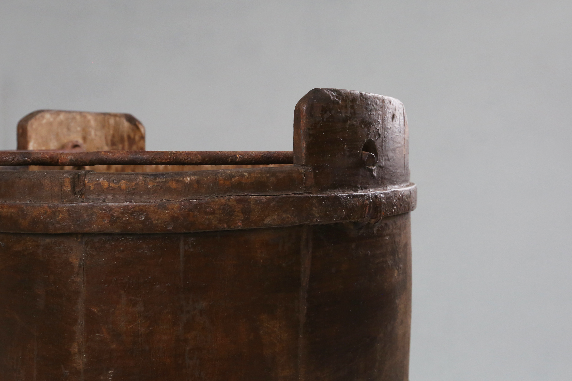 Wooden and wrought Iron water, grain bucket, circa 1860thumbnail
